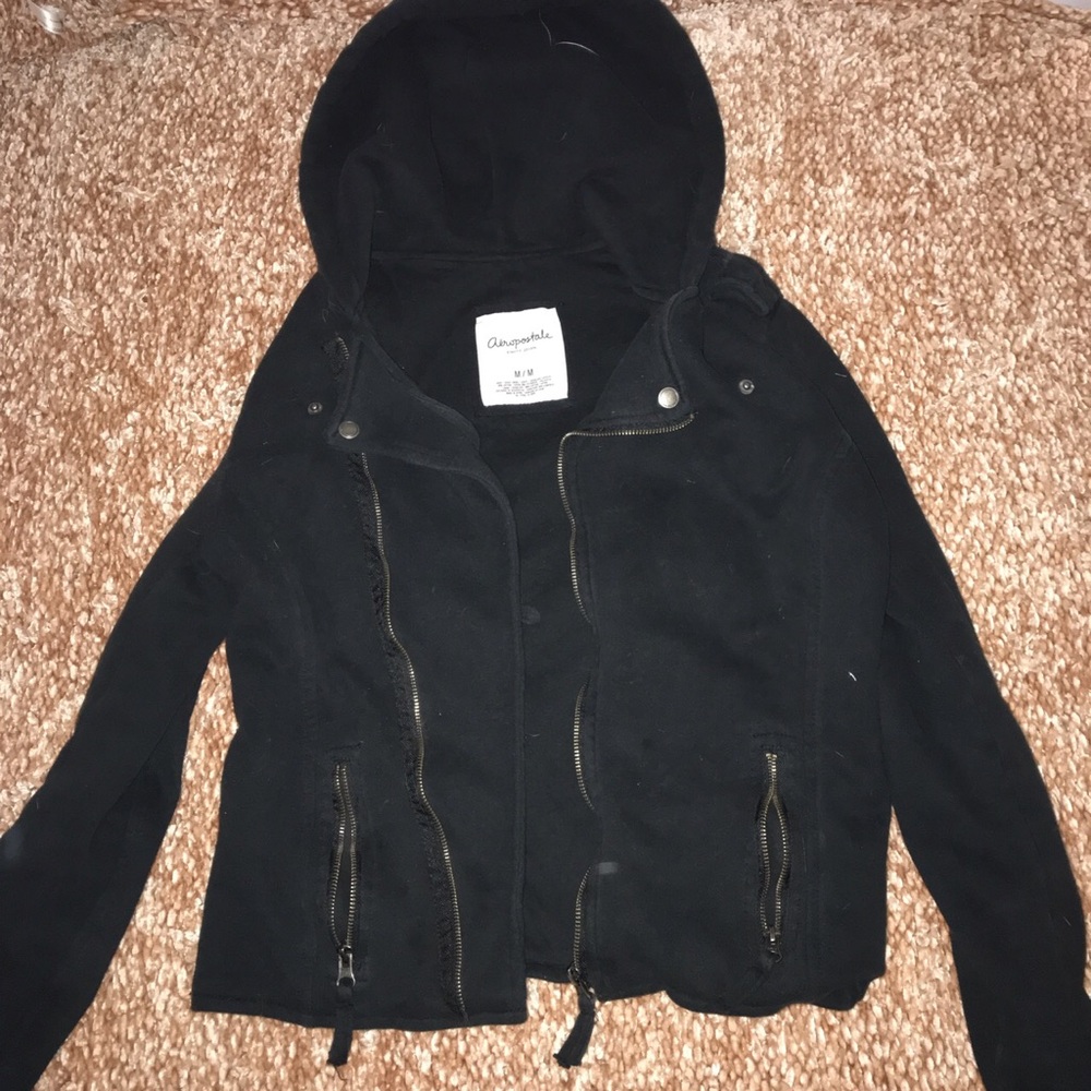 Aeropostale black heavy zip um jacket